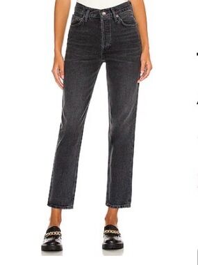 AGOLDE Fen High Rise Relaxed Taper in Shambles Black Size 30